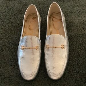 Sam Edelman Women’s Silver Loafers with Gold Accents